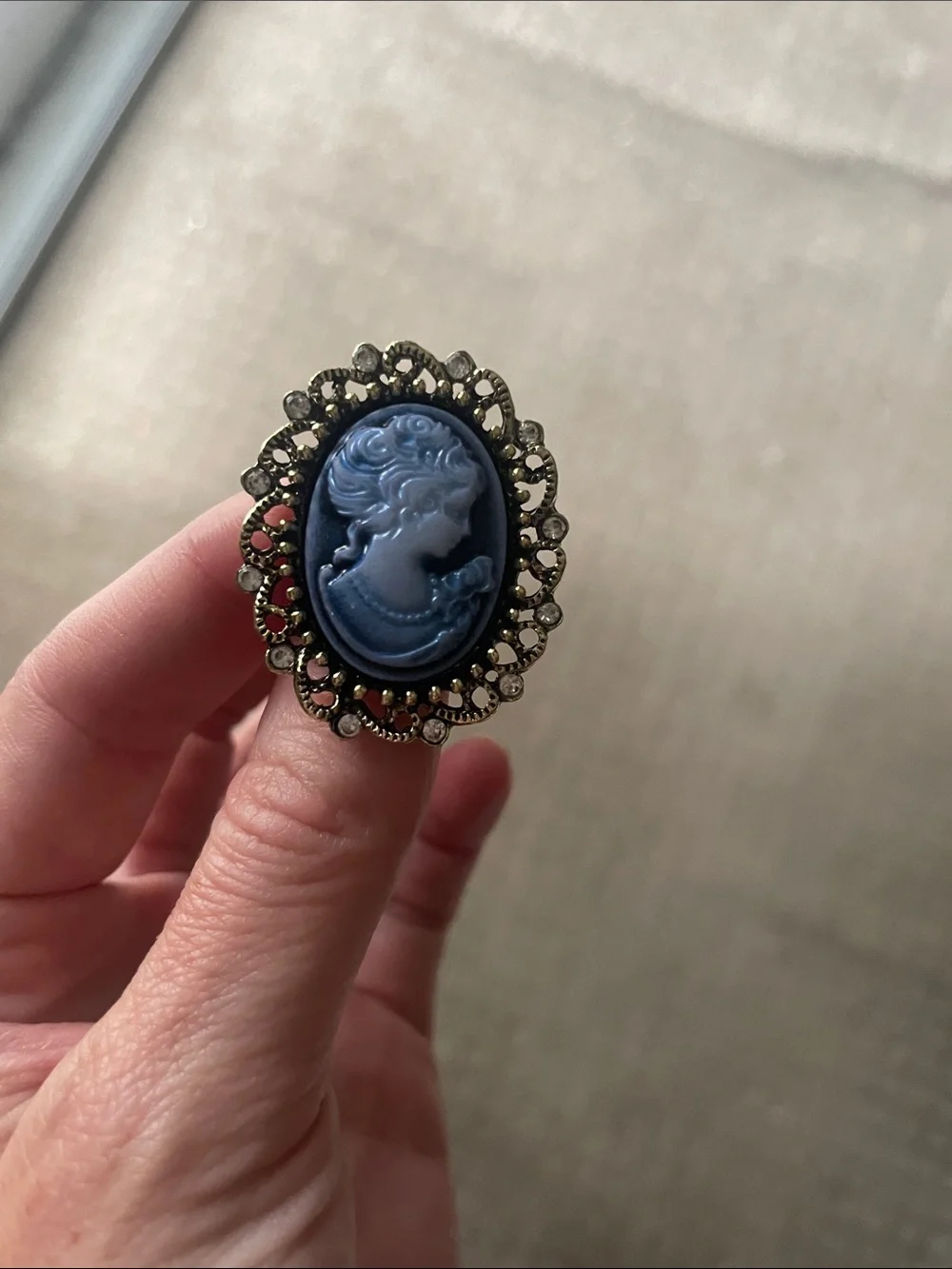 Blue Cameo Lady Brooch